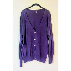 Charlotte Russe Cardigan Sweater  Size XL Purple Button Up V-neck Cardigan